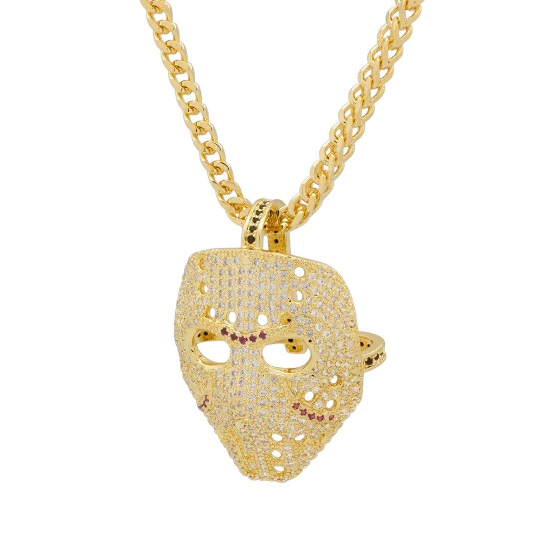 King Ice Hockey Mask Necklace - Gold - GOLD